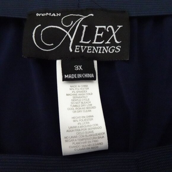Alex Evenings Wide Leg Pants Women's Plus Size 3X Blue Chiffon Dressy Cocktail - Picture 7 of 8